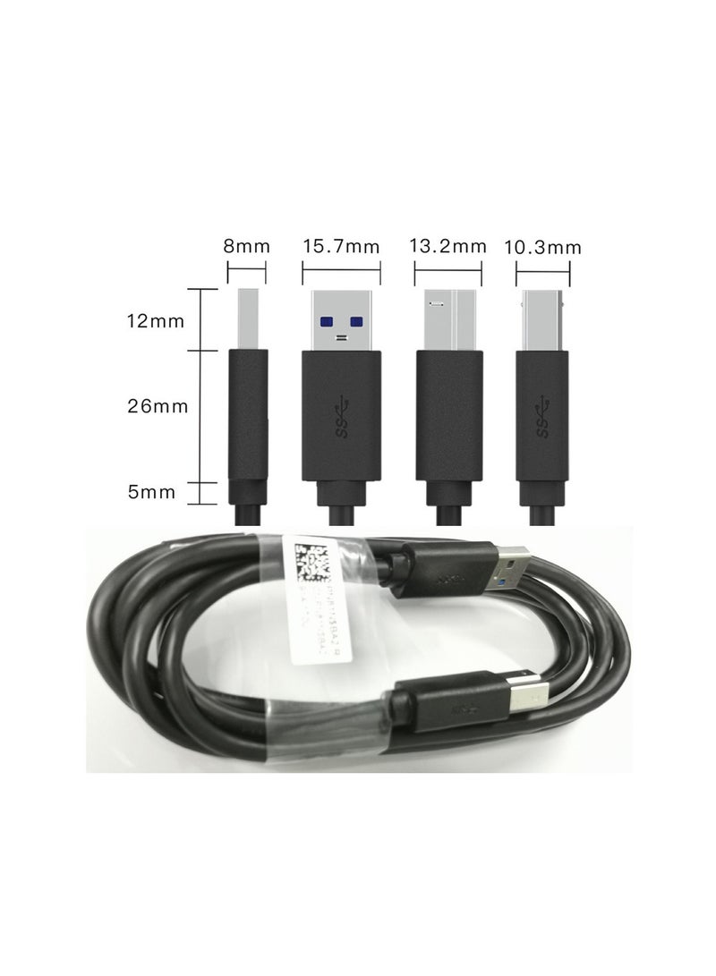 كابل طابعة USB USB 3.0 سلك الماسح الضوئي عالي السرعة متوافق مع الأخ ، HP ، كانون ، لكسمارك ، ديل ، زيروكس إلخ أسود 1.5 ميتي - Image 2